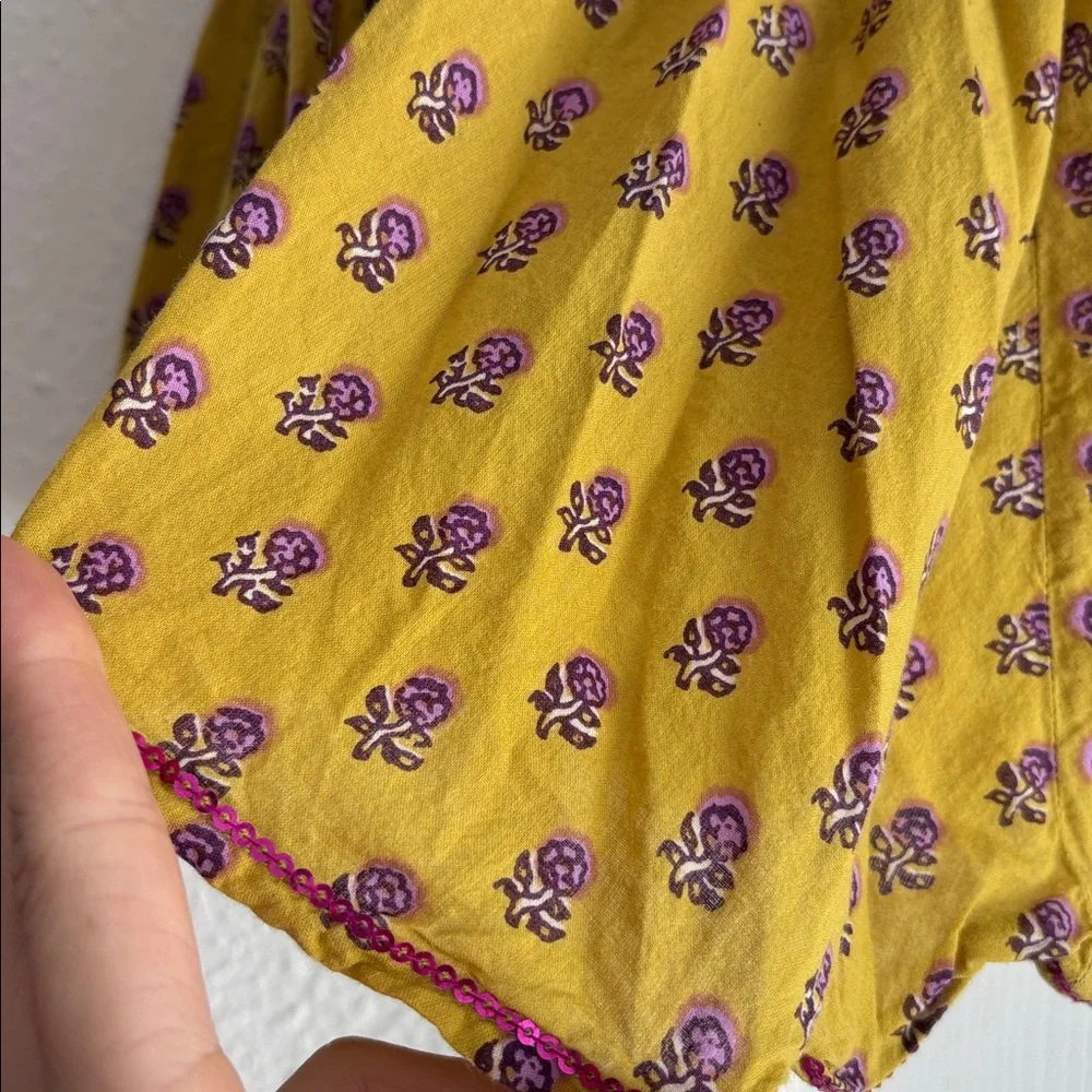 Pink Chicken Girls 100% Cotton Yellow Floral Block Print Skirt - Picture 3 of 6